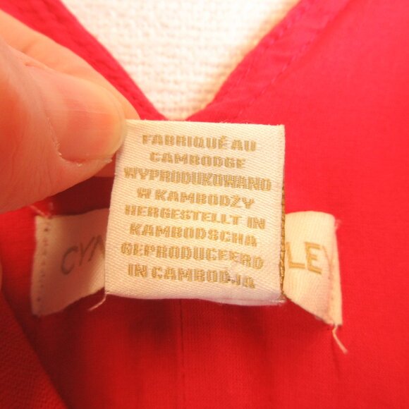 Cynthia Rowley Red Linen Midi Dress Size 6 - Picture 5 of 13